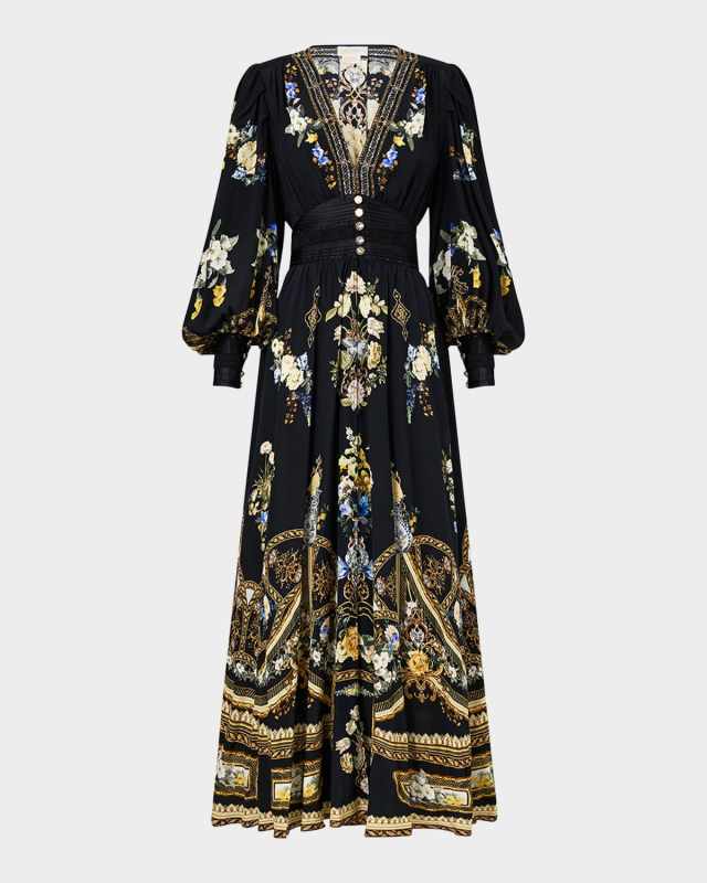 Ottoman Elegance Shaped Waistband Maxi Dress